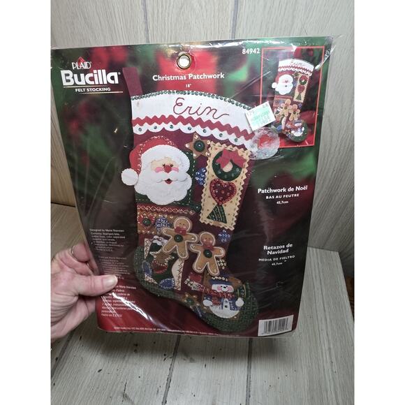 Vtg Bucilla Felt Stocking Kit Patchwork Noel 84942 Christmas 2003 Christmas - Picture 1 of 8